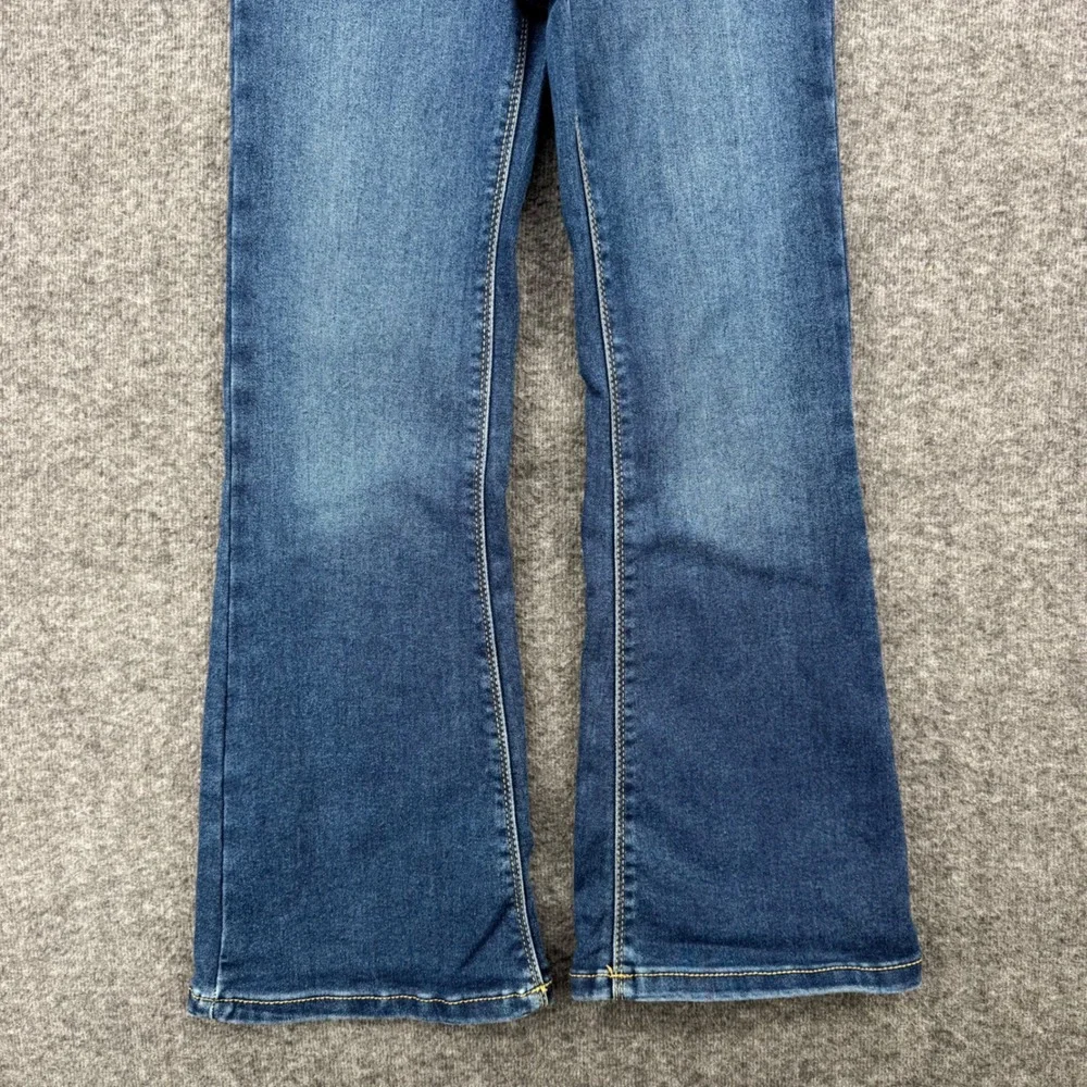Wonder Nation Girls Blue Flare Jeans High Rise Patch Pocket Denim Size L 10-12